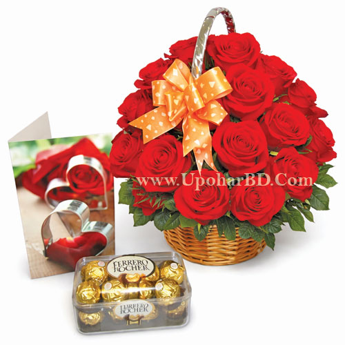 Ferrero Rocher chocolate with red roses